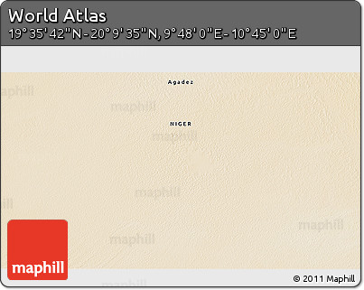 Satellite 3D Map of the Area around 19° 52' 38" N, 10° 16' 30" E
