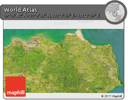 Satellite 3D Map of the Area around 19° 52' 38" N, 110° 34' 29" E