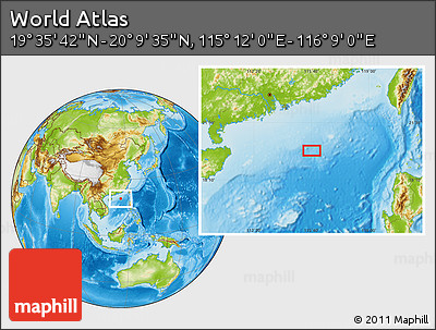 Physical Location Map of the Area around 19° 52' 38" N, 115° 40' 30" E