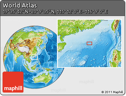 Physical Location Map of the Area around 19° 52' 38" N, 115° 40' 30" E