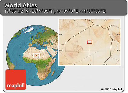 Satellite Location Map of the Area around 19° 52' 38" N, 11° 7' 30" E