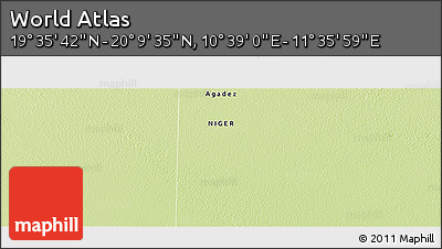 Physical Panoramic Map of the Area around 19° 52' 38" N, 11° 7' 30" E