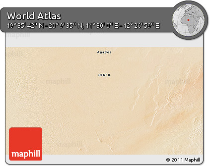 Satellite 3D Map of the Area around 19° 52' 38" N, 11° 58' 29" E