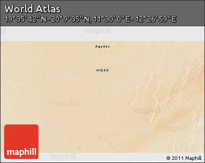 Satellite 3D Map of the Area around 19° 52' 38" N, 11° 58' 29" E