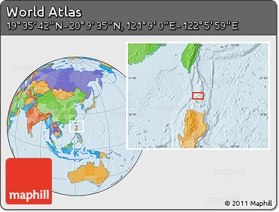 Political Location Map of the Area around 19° 52' 38" N, 121° 37' 30" E