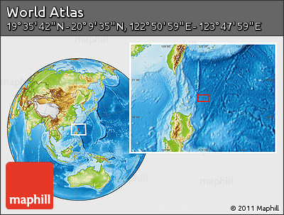 Physical Location Map of the Area around 19° 52' 38" N, 123° 19' 29" E