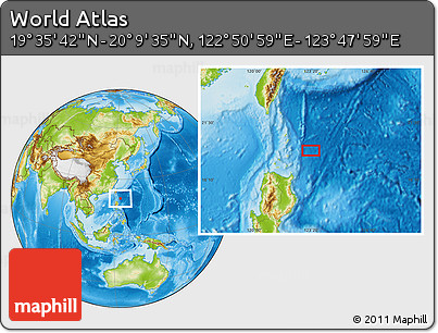 Physical Location Map of the Area around 19° 52' 38" N, 123° 19' 29" E