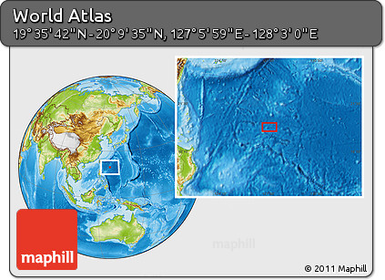 Physical Location Map of the Area around 19° 52' 38" N, 127° 34' 30" E