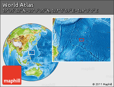 Physical Location Map of the Area around 19° 52' 38" N, 127° 34' 30" E