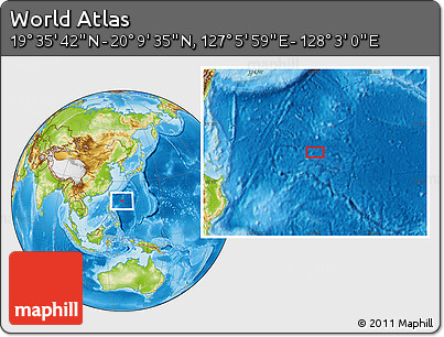 Physical Location Map of the Area around 19° 52' 38" N, 127° 34' 30" E