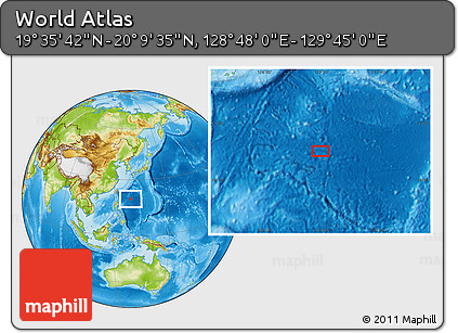 Physical Location Map of the Area around 19° 52' 38" N, 129° 16' 30" E
