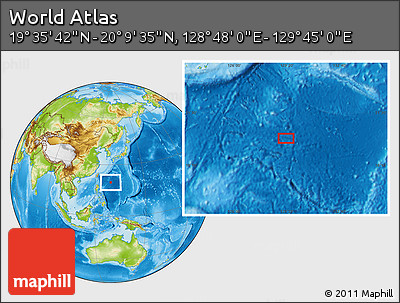 Physical Location Map of the Area around 19° 52' 38" N, 129° 16' 30" E