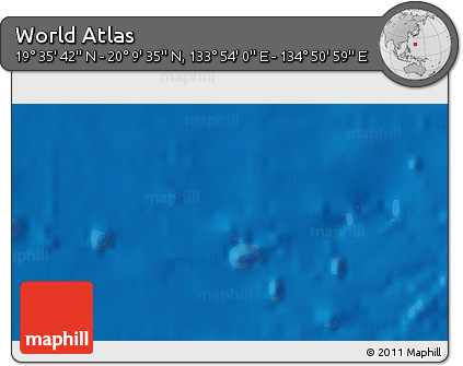 Physical 3D Map of the Area around 19° 52' 38" N, 134° 22' 30" E