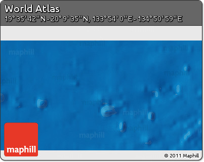 Physical 3D Map of the Area around 19° 52' 38" N, 134° 22' 30" E