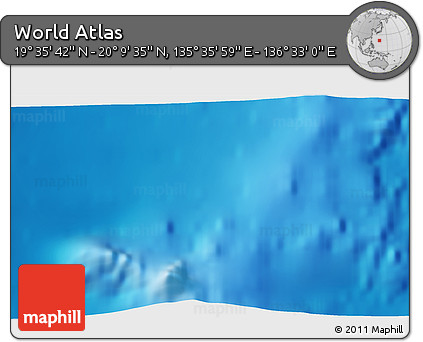 Physical 3D Map of the Area around 19° 52' 38" N, 136° 4' 29" E