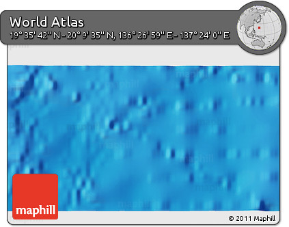 Physical 3D Map of the Area around 19° 52' 38" N, 136° 55' 30" E