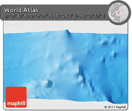 Physical 3D Map of the Area around 19° 52' 38" N, 142° 52' 30" E