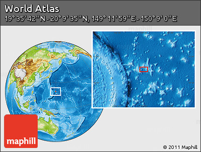 Physical Location Map of the Area around 19° 52' 38" N, 149° 40' 30" E