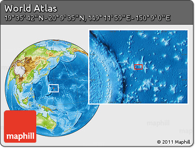 Physical Location Map of the Area around 19° 52' 38" N, 149° 40' 30" E