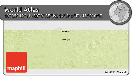 Physical Panoramic Map of the Area around 19° 52' 38" N, 14° 31' 30" E