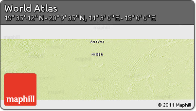 Physical Panoramic Map of the Area around 19° 52' 38" N, 14° 31' 30" E