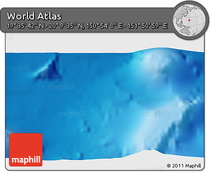 Physical 3D Map of the Area around 19° 52' 38" N, 151° 22' 30" E