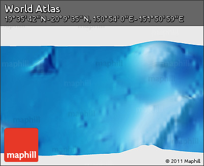 Physical 3D Map of the Area around 19° 52' 38" N, 151° 22' 30" E