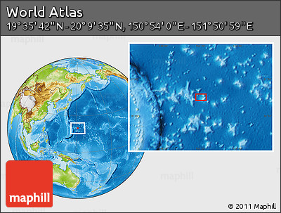 Physical Location Map of the Area around 19° 52' 38" N, 151° 22' 30" E