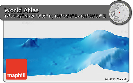 Physical Panoramic Map of the Area around 19° 52' 38" N, 151° 22' 30" E