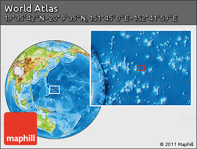 Physical Location Map of the Area around 19° 52' 38" N, 152° 13' 29" E