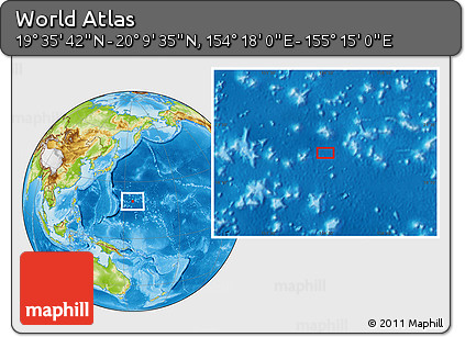 Physical Location Map of the Area around 19° 52' 38" N, 154° 46' 30" E