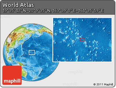 Physical Location Map of the Area around 19° 52' 38" N, 164° 7' 30" E