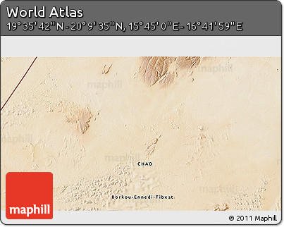 Satellite 3D Map of the Area around 19° 52' 38" N, 16° 13' 30" E