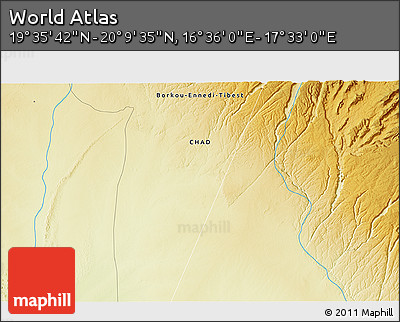 Physical 3D Map of the Area around 19° 52' 38" N, 17° 4' 30" E
