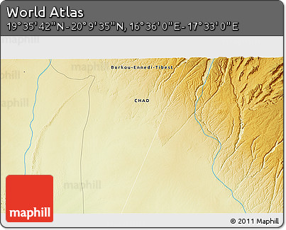 Physical 3D Map of the Area around 19° 52' 38" N, 17° 4' 30" E