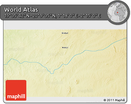 Physical 3D Map of the Area around 19° 52' 38" N, 1° 46' 29" E