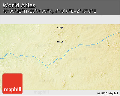 Physical 3D Map of the Area around 19° 52' 38" N, 1° 46' 29" E