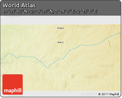 Physical 3D Map of the Area around 19° 52' 38" N, 1° 46' 29" E