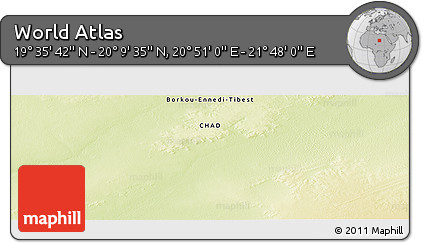 Physical Panoramic Map of the Area around 19° 52' 38" N, 21° 19' 30" E