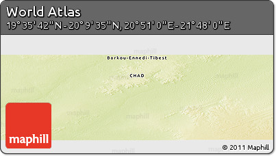 Physical Panoramic Map of the Area around 19° 52' 38" N, 21° 19' 30" E