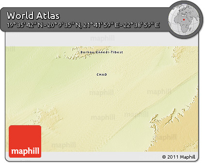 Physical 3D Map of the Area around 19° 52' 38" N, 22° 10' 29" E
