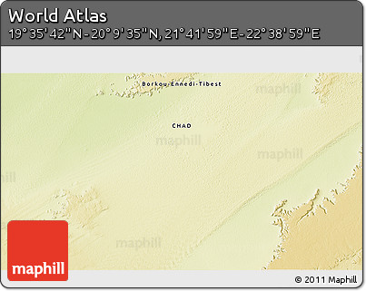 Physical 3D Map of the Area around 19° 52' 38" N, 22° 10' 29" E