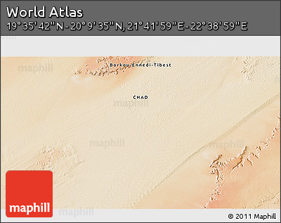 Satellite 3D Map of the Area around 19° 52' 38" N, 22° 10' 29" E