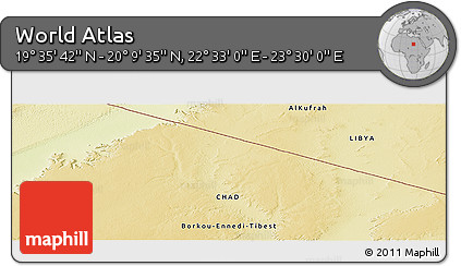 Physical Panoramic Map of the Area around 19° 52' 38" N, 23° 1' 29" E