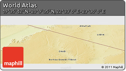 Physical Panoramic Map of the Area around 19° 52' 38" N, 23° 1' 29" E