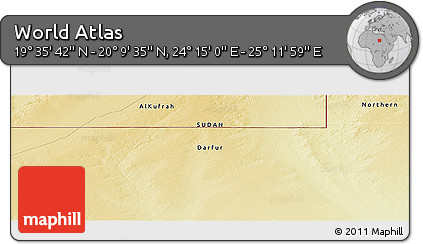 Physical Panoramic Map of the Area around 19° 52' 38" N, 24° 43' 30" E
