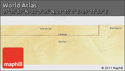 Physical Panoramic Map of the Area around 19° 52' 38" N, 24° 43' 30" E