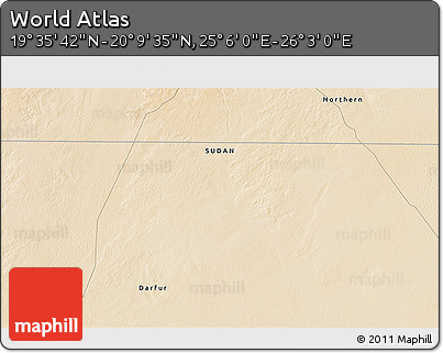 Satellite 3D Map of the Area around 19° 52' 38" N, 25° 34' 30" E