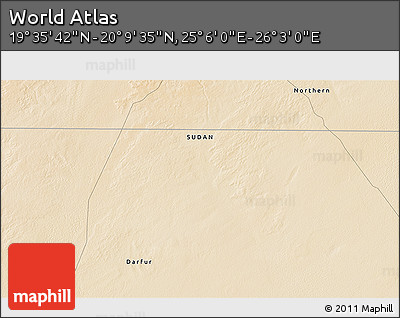 Satellite 3D Map of the Area around 19° 52' 38" N, 25° 34' 30" E