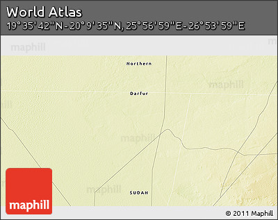Physical 3D Map of the Area around 19° 52' 38" N, 26° 25' 29" E
